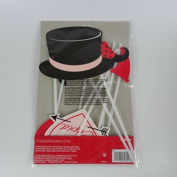 💰3/$25  New 10-PC Accessories Party Photo Booth Set VALENTINE Cupid Heart - Picture 6 of 6